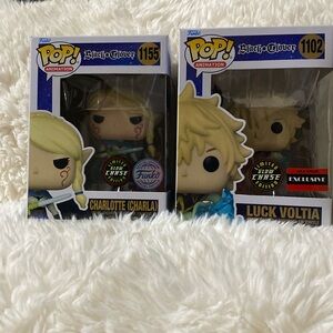 Black Clover Funko pop chase Charlotte Charla and Luck Voltia and 2 protectors